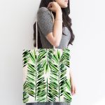 Suluboya Lif Yapraklar Desenli Özel Tasarım Kumaş Plaj Çantası Realhomes