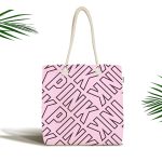 Açık Pembe Pink Yazılı Modern Kumaş Plaj Çantası Realhomes
