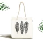 Karakalem Tüy Desenli Dijital Baskılı Kumaş Plaj Çantası Realhomes