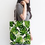 Suluboya Zambak Yaprakları Çizimli Özel Tasarım Kumaş Plaj Çantası Realhomes