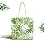 - Canta-3405 - Realhomes Suluboya İnce Yapraklar Modern Tasarımlı Kumaş Plaj Çantası Realhomes