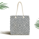 Siyah Geometrik Çizgiler Özel Tasarımlı Kumaş Plaj Çantası Realhomes