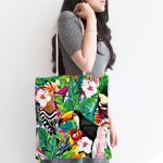 Amazon Papağan Temalı Dijital Baskılı Kumaş Plaj Çantası Realhomes