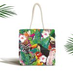 Amazon Papağan Temalı Dijital Baskılı Kumaş Plaj Çantası Realhomes