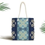 - Canta-3609 - Realhomes Mavi Etnik Desen Dijital Baskılı Kumaş Plaj Çantası Realhomes