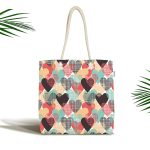 Renkli Kalpler Dijital Baskılı Kumaş Plaj Çantası Realhomes