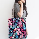 Renkli Tüyler Dijital Baskılı Kumaş Plaj Çantası Realhomes