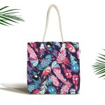 Renkli Tüyler Dijital Baskılı Kumaş Plaj Çantası Realhomes