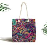 - Canta-3649 - Realhomes Rengarenk Etnik Desenli Tasarım Dijital Baskılı Kumaş Plaj Çantası Realhomes