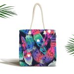 - Canta-3652 - Realhomes Renkli Tüyler Dijital Baskılı Kumaş Plaj Çantası Realhomes