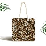 - Canta-3660 - Realhomes Leopar Motifli Dijital Baskılı Kumaş Plaj Çantası Realhomes
