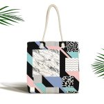 - Canta-3714 - Realhomes Mermer Desenli Dijital Baskılı Kumaş Plaj Çantası Realhomes