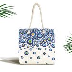 - Canta-3717 - Realhomes Realhomes Nazar Boncuğu Motifli Dijital Baskılı Kumaş Plaj Çantası Realhomes