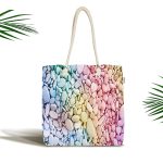 Renkli Çakıl Taşları Motifli Dijital Baskılı Kumaş Plaj Çantası Realhomes