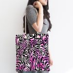 - Canta-3741-1 - Realhomes Pembe Kaplan Desenli Özel Tasarım Dijital Baskılı Kumaş Plaj Çantası Realhomes