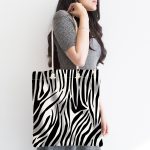 Zebra Desenli Dijital Baskılı Kumaş Plaj Çantası Realhomes