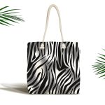 Zebra Desenli Dijital Baskılı Kumaş Plaj Çantası Realhomes