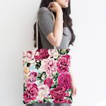 - Canta-3760-1 - Realhomes Pembe Güller Dijital Baskılı Kumaş Plaj Çantası Realhomes