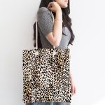 Realhomes Leopar Motifli Dijital Baskılı Kumaş Plaj Çantası Realhomes