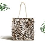Realhomes Leopar Motifli Dijital Baskılı Kumaş Plaj Çantası Realhomes