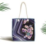 Mor zeminli 3D Dijital Baskılı Kumaş Plaj Çantası Realhomes