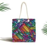 - Canta-3813 - Realhomes Realhomes Moda Renkli Motifler Dijital Baskılı Kumaş Plaj Çantası Realhomes