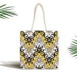 Etnik Motifli Dijital Baskılı Kumaş Plaj Çantası Realhomes