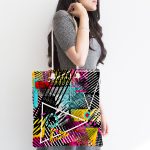 Soyut Karmaşık Renkli Özel Tasarım Dijital Baskılı Kumaş Plaj Çantası Realhomes