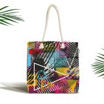 Soyut Karmaşık Renkli Özel Tasarım Dijital Baskılı Kumaş Plaj Çantası Realhomes