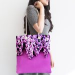 Mor Çiçek Motifli Dijital Baskılı Kumaş Plaj Çantası Realhomes