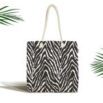 Zebra Desenli Özel Tasarım Dijital Baskılı Kumaş Plaj Çantası Realhomes