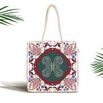 Çiçek Motifli Özel Tasarım Dijital Baskılı Kumaş Plaj Çantası Realhomes