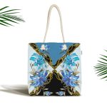 Zincir Ve Çiçek Desenli Özel Tasarım Dijital Baskılı Kumaş Plaj Çantası Realhomes