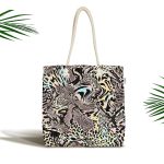 Renkli Leopar Desenli Özel Tasarım Dijital Baskılı Kumaş Plaj Çantası Realhomes