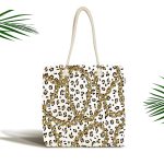 Leopar Ve Zincir Desenli Özel Tasarım Dijital Baskılı Kumaş Plaj Çantası Realhomes