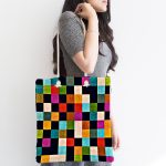 - Canta-4135-1 - Realhomes Rengarenk Damalı Desenli Özel Tasarım Dijital Baskılı Kumaş Plaj Çantası Realhomes