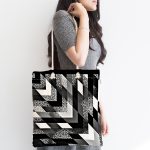 Geometrik Motifli Özel Tasarım Dijital Baskılı Kumaş Plaj Çantası Realhomes