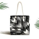 Geometrik Motifli Özel Tasarım Dijital Baskılı Kumaş Plaj Çantası Realhomes