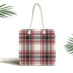 Modern Ekose Tasarımlı Kumaş Plaj Çantası Realhomes