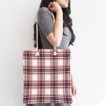 - Canta-4232-1 - Realhomes Modern Ekose Tasarımlı Kumaş Plaj Çantası Realhomes