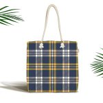 Lacivert ve Sarı Modern Tasarım Kumaş Plaj Çantası Realhomes