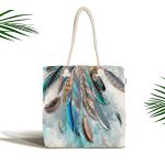 - Canta-4257 - Realhomes Kuş Tüyü Tasarımlı Kumaş Plaj Çantası Realhomes