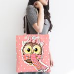 Baykuş Desenli Dijital Baskılı Kumaş Plaj Çantası Realhomes