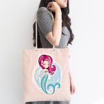 - Canta-4318-1 - Realhomes Denizkızı Desenli Özel Tasarımlı Dijital Baskılı Çocuk Odası Kumaş Plaj Çantası Realhomes