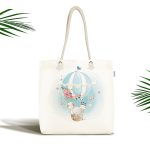 - Canta-4320 - Realhomes Realhomes Beyaz Zeminde Uçan Balon Desenli Dijital Baskılı Kumaş Plaj Çantası Realhomes