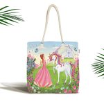 - Canta-4321 - Realhomes Prenses Desenli Özel Tasarımlı Dijital Baskılı Çocuk Odası Kumaş Plaj Çantası Realhomes