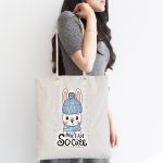 Atkılı Tavşan Desenli Özel Tasarımlı Dijital Baskılı Çocuk Odası Kumaş Plaj Çantası Realhomes