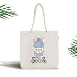 Atkılı Tavşan Desenli Özel Tasarımlı Dijital Baskılı Çocuk Odası Kumaş Plaj Çantası Realhomes