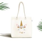 - Canta-4328 - Realhomes Realhomes Beyaz Zeminde Magic Unicorn Tasarımlı Kumaş Plaj Çantası Realhomes