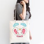 - Canta-4336-1 - Realhomes Realhomes Pembe Sevimli Fil Tasarımlı Kumaş Plaj Çantası Realhomes